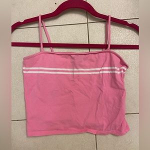 FOREVER 21 Pink Cropped Cami with White Stripes
